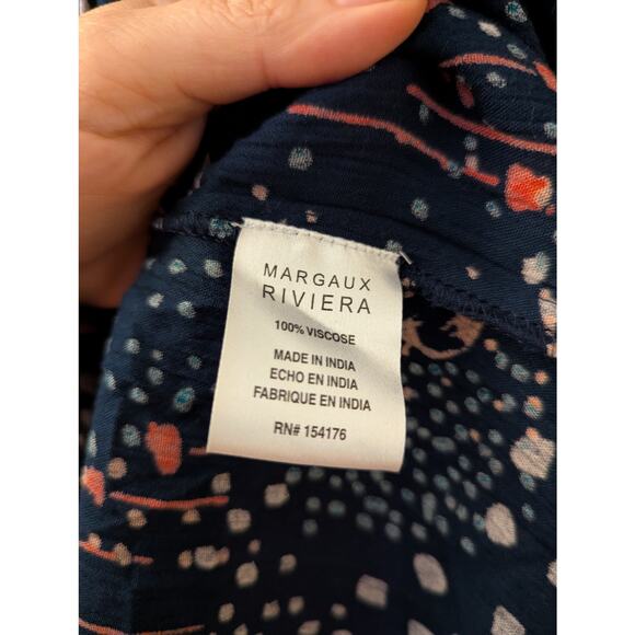 Margaux Riviera Navy & Multicolor Off The Shoulder Maxi Dress- Size 2X NWT - Picture 5 of 8